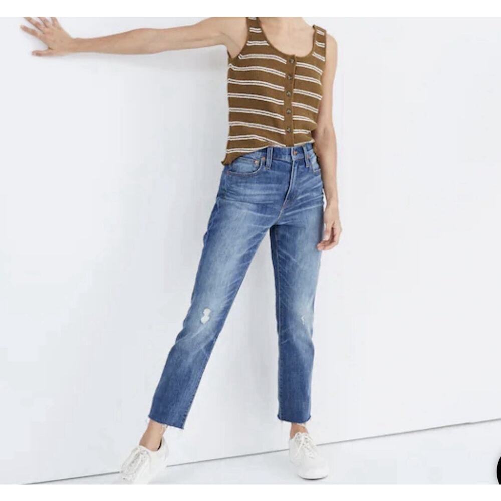 Madewell The High Rise Slim Boy Jeans Straight Leg Women's 26x24‎ Medium Wash